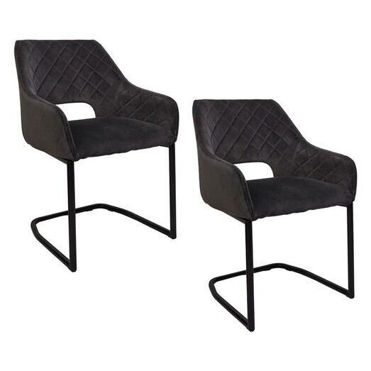 Picture of Lerman Set of 2 Velvet Dining Armchairs Pebble Grey Bay Road Designs