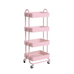 Picture of Levede 4 Tiers Kitchen Trolley Cart Steel Storage Rack Shelf Organiser Pink