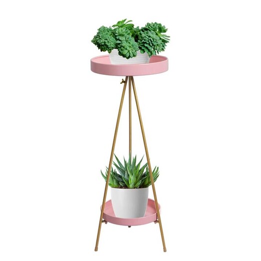 Picture of Levede Plant Stand 2 Tiers Outdoor Indoor Metal Flower Pots Rack Garden Pink Picture of Levede Plant Stand 2 Tiers Outdoor Indoor Metal Flower Pots Rack Garden Pink