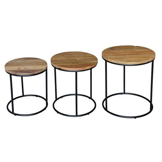 Picture of Lexington Teak Side Table (Set of 3) Natural/Black Kayu Estate