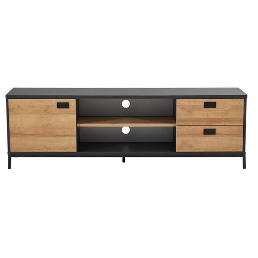 Picture of Lily Modern Classic TV Stand Entertainment Unit W/ Storage - Oak & Black