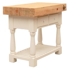 Picture of Lino Butcher's Block Table Wood White/Natural Hudson Furniture