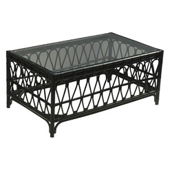 Picture of Lisel Rattan Glass Top Coffee Table Black Mise En Scene
