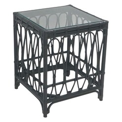 Picture of Lisel Rattan Glass Top Side Table Black Mise En Scene