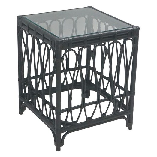 Picture of Lisel Rattan Glass Top Side Table Black Mise En Scene