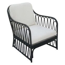 Picture of Lisel Rattan Lounge Chair, Black/White Solid White/Navy Mise En Scene