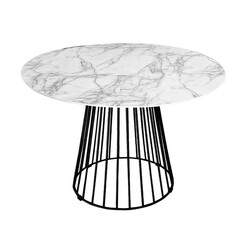 Picture of Liverpool Modern Round Dining Table Marble Effect 110cm - White