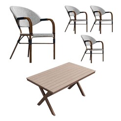 Picture of Loka 5-Piece Outdoor Dining Set Wood Brown E-living