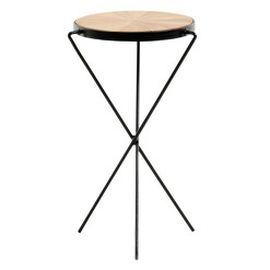 Picture of Loma Timber Top Side Table Metal Black/Beige Vida & Co.