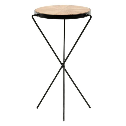 Picture of Loma Timber Top Side Table Metal Black/Beige Vida & Co.