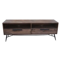 Picture of London 2 Drawer Timber Entertainment Unit Wood Rustic Oak/Black Dover Mason
