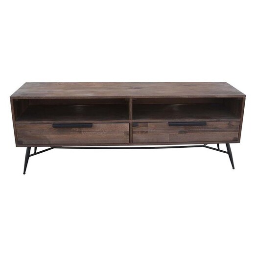 Picture of London 2 Drawer Timber Entertainment Unit Wood Rustic Oak/Black Dover Mason