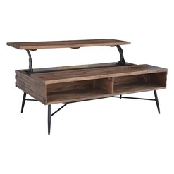 Picture of London Timber Lift-Top Coffee Table Wood Rustic Oak/Black Dover Mason