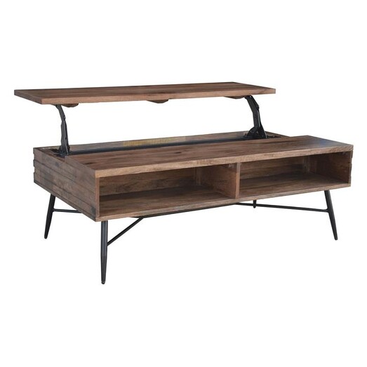 Picture of London Timber Lift-Top Coffee Table Wood Rustic Oak/Black Dover Mason