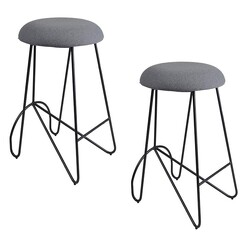 Picture of Loop Backless Counter Stool (Set of 2) Fabric Black/Telegrey MARMO