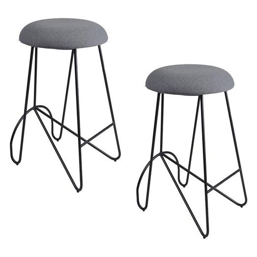 Picture of Loop Backless Counter Stool (Set of 2) Fabric Black/Telegrey MARMO