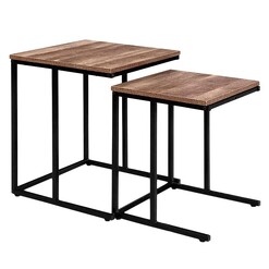 Picture of Lora Nesting Side Table (Set of 2) MDF Dark Wood/Black Resort Living