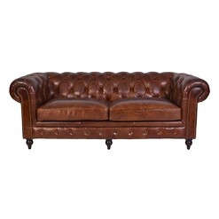 Picture of Lord Stanhope 3 Seater Chesterfield Sofa Cigar Leather Aged Leather Alliance Furniture