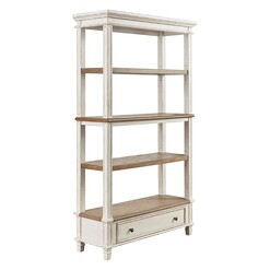 Picture of Lorena Oak Antique Style 4-Tier Bookshelf Wood White/Brown Jasper Home Living
