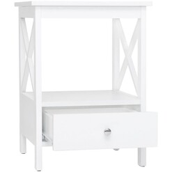 Picture of Lorena Open Shelf Low 1-Drawer Bedside Nightstand Side Table - White