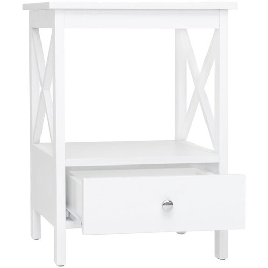 Picture of Lorena Open Shelf Low 1-Drawer Bedside Nightstand Side Table - White Picture of Lorena Open Shelf Low 1-Drawer Bedside Nightstand Side Table - White