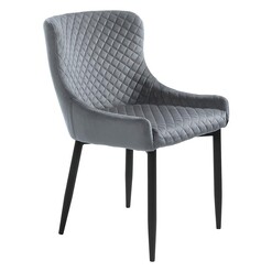 Picture of Lori Quilted Velvet Dining Chair Wood Grey Iniko
