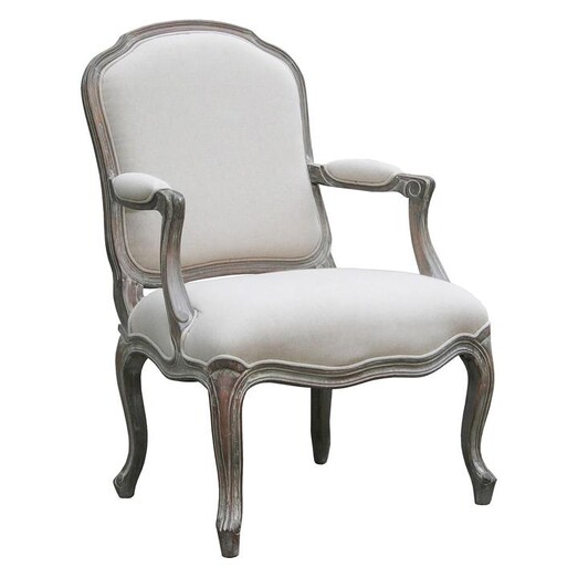 Picture of Louis XV Linen Dining Armchair, Wash White Emporium Oggetti