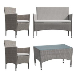 Picture of Luca 4-Piece Outdoor Lounge Set Metal Grey E-living