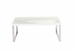 Picture of Lucas Rectangular Coffee Table - Chrome Frame - Tempered Glass Top - Calacatta Marble