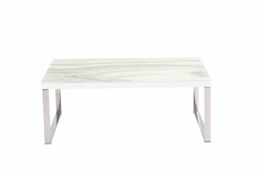 Picture of Lucas Rectangular Coffee Table - Chrome Frame - Tempered Glass Top - Calacatta Marble Picture of Lucas Rectangular Coffee Table - Chrome Frame - Tempered Glass Top - Calacatta Marble