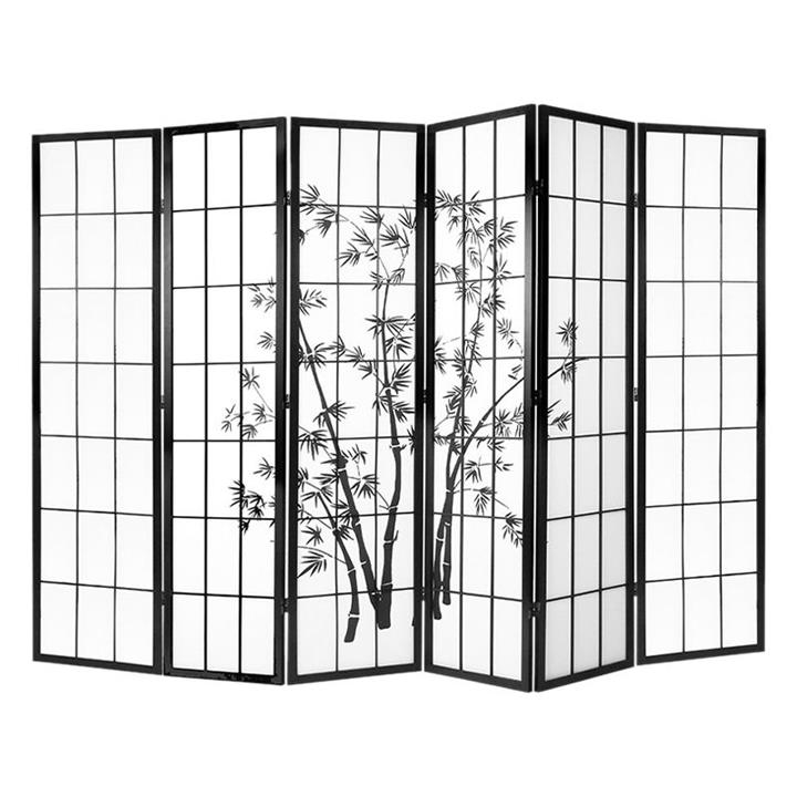 Picture of Lucero Room Divider, Bamboo Wood White/Black Resort Living