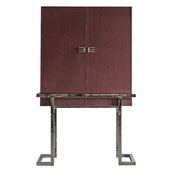 Picture of Luella Leather Cocktail Cabinet Stainless Steel Mahoghany Castle Road Interiors