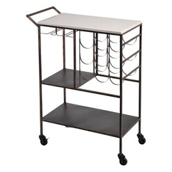 Picture of Luxe Drinks Trolley in White/Brown by SLH