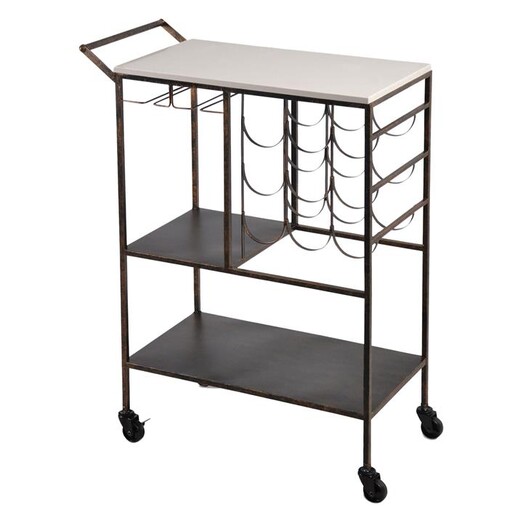 Picture of Luxe Drinks Trolley in White/Brown by SLH