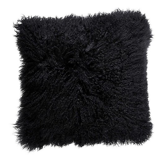 Picture of Luxe Mongolian Sheepskin Cushion Size Large in Black by heim & co Picture of Luxe Mongolian Sheepskin Cushion Size Large in Black by heim & co