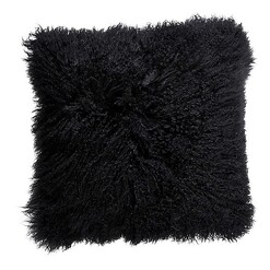 Picture of Luxe Mongolian Sheepskin Cushion Size Small in Black by heim & co