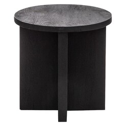 Picture of Lyall Round Timber Side Table in Black by Amalfi