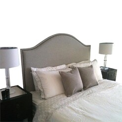 Picture of Lydia Upholstered Bed Head, Timber Legs Size King in Off-White by Cornermill