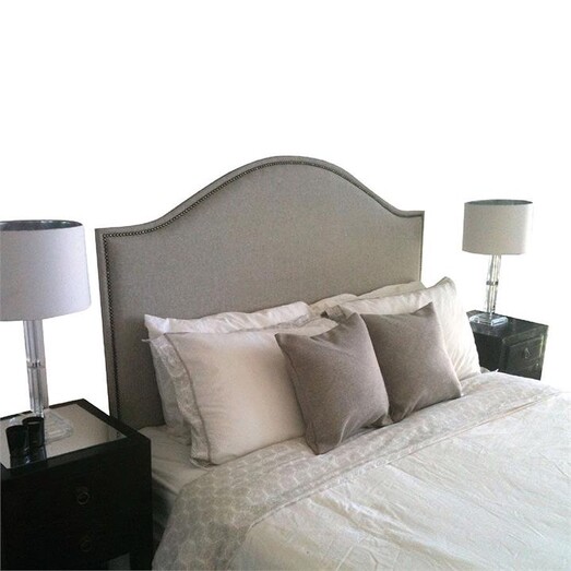 Picture of Lydia Upholstered Bed Head, Timber Legs Size Queen in Off-White by Cornermill