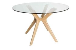 Picture of Lyn Round Glass Dining Table - 120cm - Natural