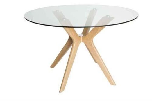 Picture of Lyn Round Glass Dining Table - 120cm - Natural