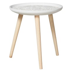 Picture of Lyon Side Table, White/Natural Wood Casa Uno