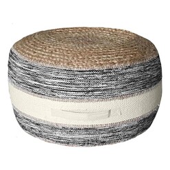 Picture of Lyra Jute & Cotton Ottoman Natural/Black/Offwhite j.elliot HOME