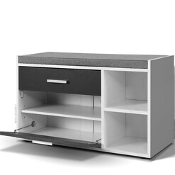 Picture of Lyruna Shoe Storage Bench MDF White/Grey Resort Living