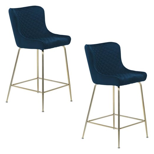 Picture of Mackay Set of 2 Tufted Velvet Bar Stools in Navy Blue by Bay Road Designs Picture of Mackay Set of 2 Tufted Velvet Bar Stools in Navy Blue by Bay Road Designs