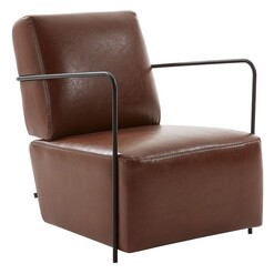 Picture of Madan Upholstered Armchair, Synthetic Skin Metal Brown Vida & Co.
