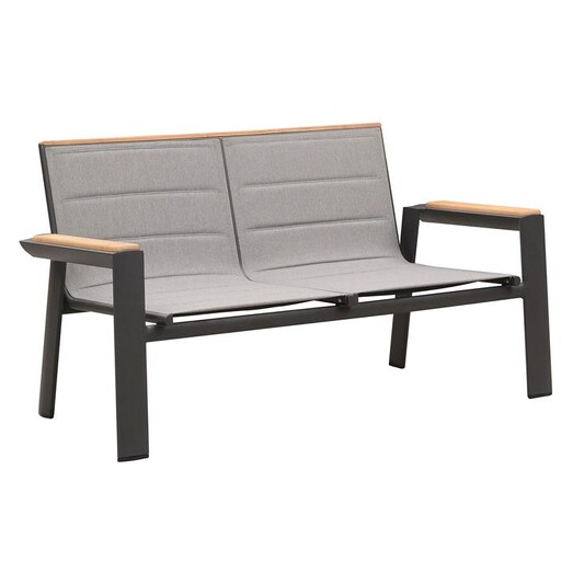 Picture of Madrid 2 Seater Outdoor Teak & Aluminium Bench Metal Charcoal/Natural Indosoul