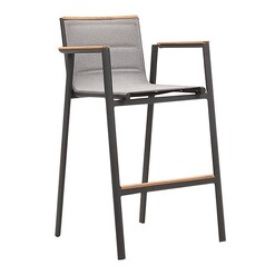 Picture of Madrid Outdoor Teak & Aluminium Bar Armchair Metal Charcoal/Natural Indosoul