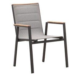 Picture of Madrid Outdoor Teak & Aluminium Dining Armchair Metal Charcoal/Natural Indosoul