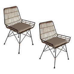 Picture of Maeve Set of 2 Rattan Chairs Natural/Black Metal Mise En Scene